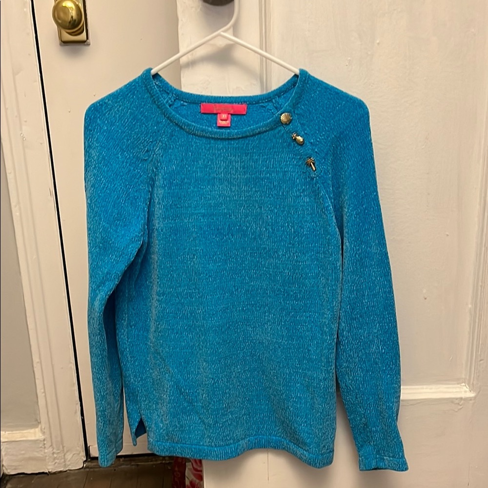 Lilly Pulitzer Blue Sweater with Button Detail